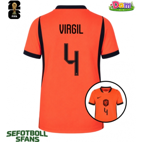 Nederländerna Virgil van Dijk #4 Hemmatröja Kvinnor VM 2026 Kortärmad